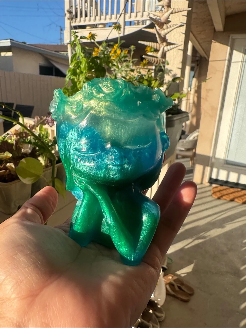 Resin Handcrafted Teal Decorative 2”planters